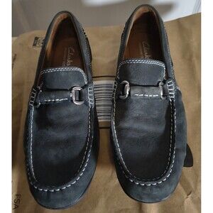 CLARKS RANGO ROLL Driving Horsebit Moc Loafers 63737 Gray Suede Men's SZ 7.5